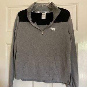 Victoria Secret Pink Gray Zipper Sweatshirt